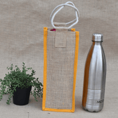 Yellow jute bottle bag - front