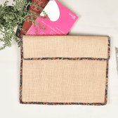 Jute slip folder with Maroon kalamkari borders - front