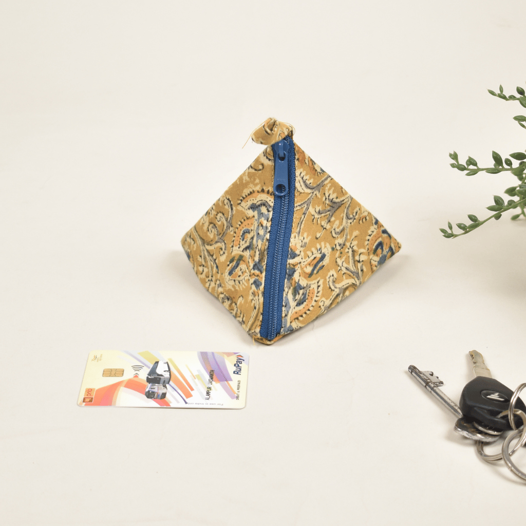 Yellow Kalamkari Small Coin Purse