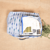 Blue ikat sarees storage bag with sleeves 
