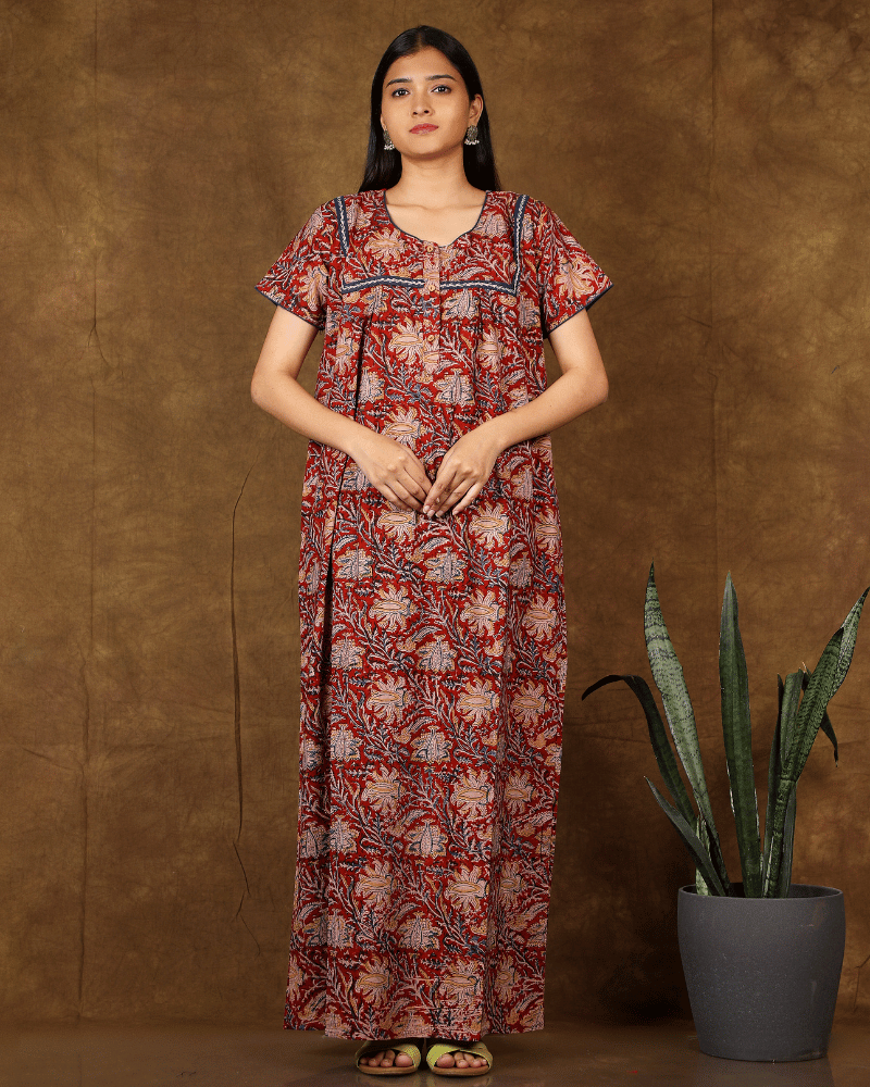 Red Kalamkari Nightwear
