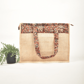 Classic Jute Bag With a Red Kalamkari Design