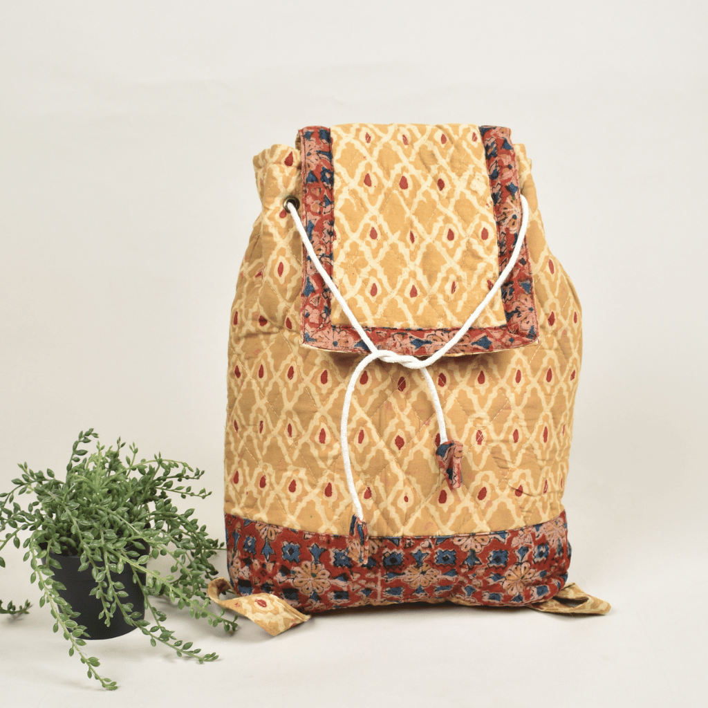 Yellow Kalamkari Backpack