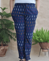 Blue ikat pant for women - front