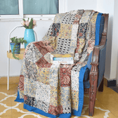 Kalamkari Patchwork single dohar with Blue border - front