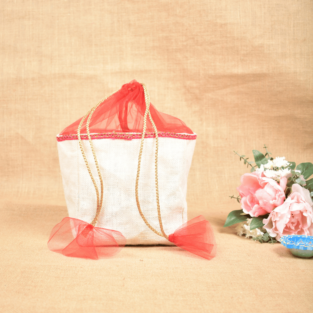 Off-White Jute Potli Bag - front