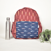 Maroon & Blue Ikat backpack laptop bag - front