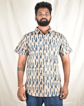 Blue kalamkari men's shirt - front