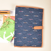 Blue Ikat cotton file folder