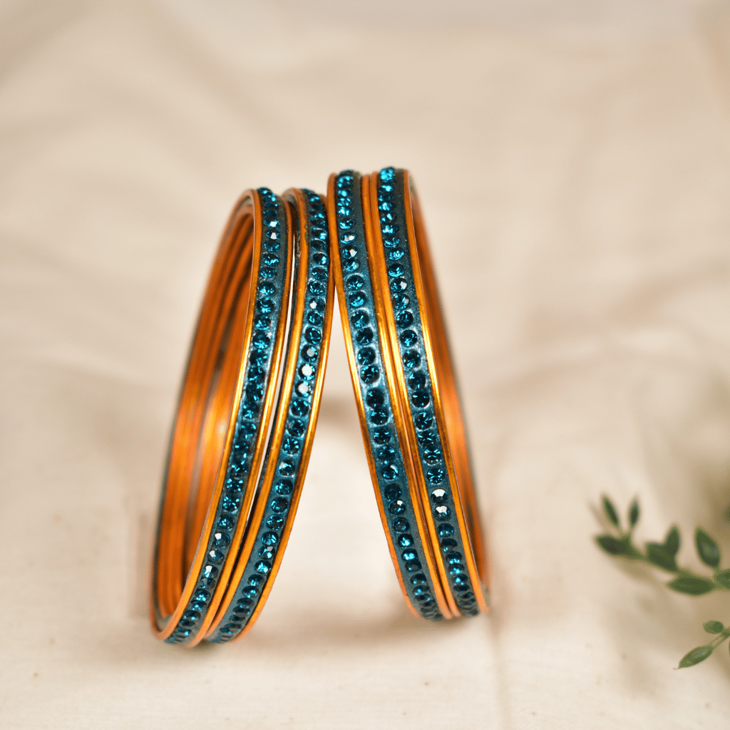 Blue-Tone Single Line Lac Bangles Set of 4