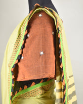 Sheesha' Brown Cotton embroidered blouse piece - side