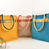 Jute gifting bag with contrast lace
