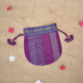 Handmade Purple Mangalagiri cotton potli with tassels