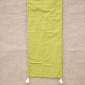 Green & cream Silk reversible festive table runner - front