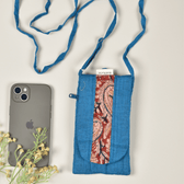 Cell Phone Pouch in Blue Cotton