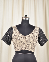 Black kalamkari embroidered blouse - front