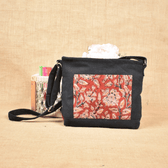 Canvas Purse With Red Kalamkari Fabric - Front