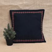 Black Embroidered Mangalagiri Cotton Cushion Cover – 16 x 16 Inches