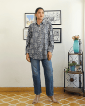 Stylish Women’s Grey Kalamkari Cotton Shirt - comfortable
