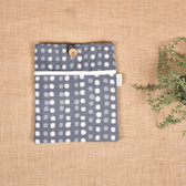 Ipad Sleeve in Grey & White Kalamkari Cotton - Front