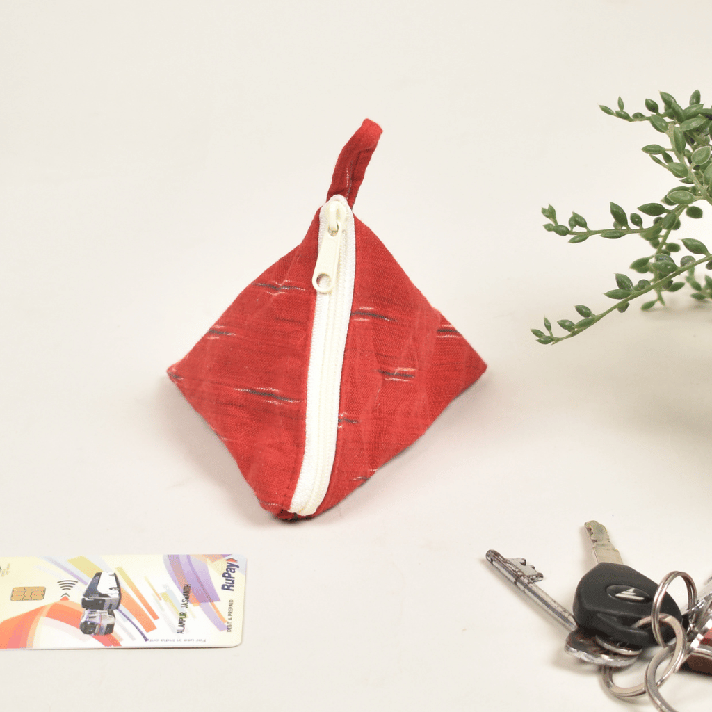 Red Ikat Small Coin Purse