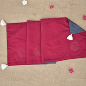 Maroon & Grey Silk reversible festive table runner