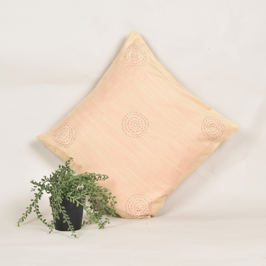 Cream embroidery cushion cover - front 