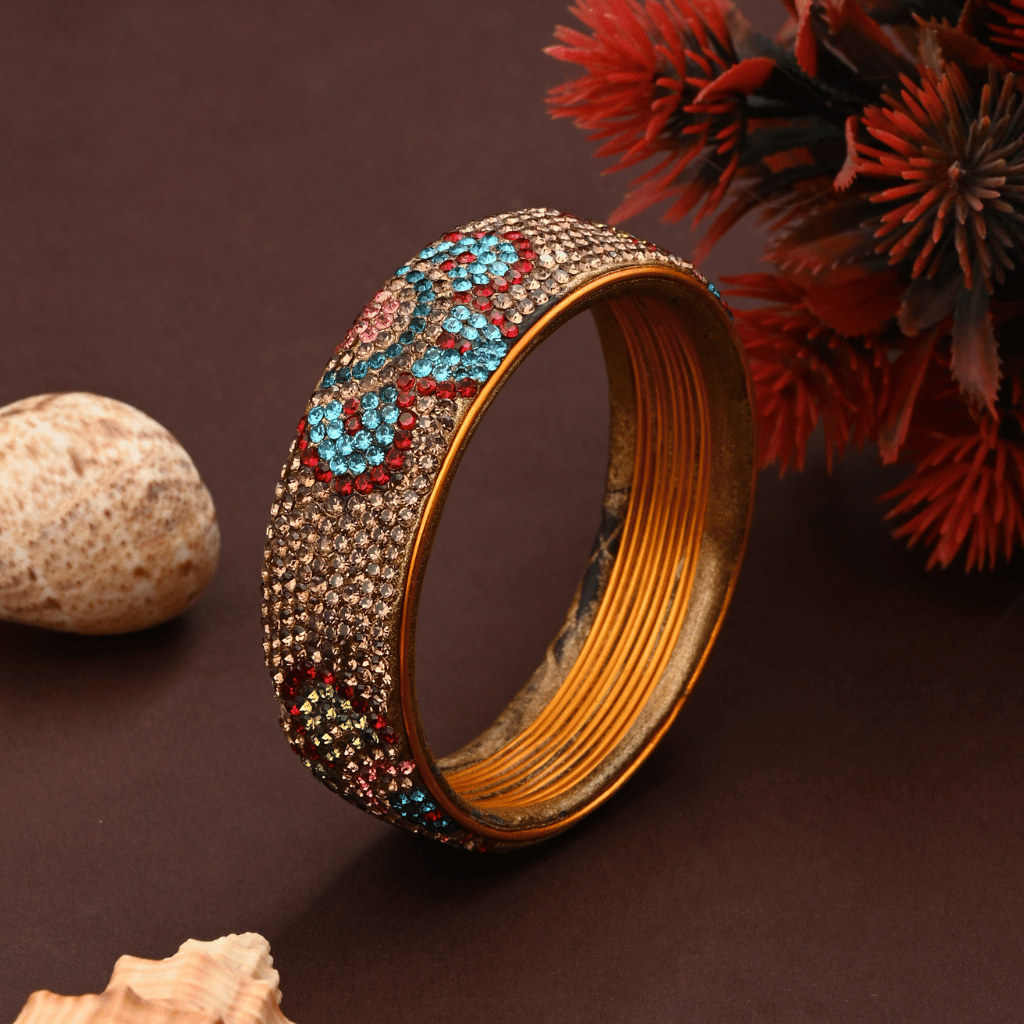 Ethnic gold toned stone studded kada made with lac - Hyderabad