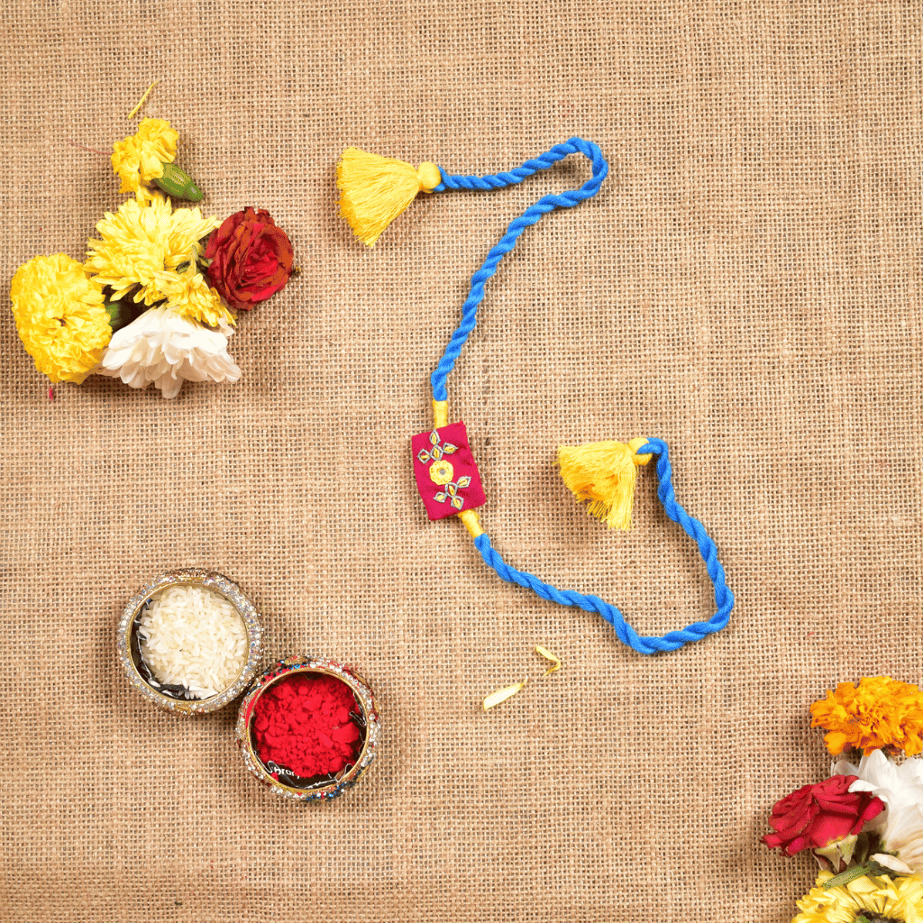 Purple Embroidery Handloom Rakhi