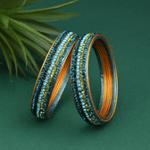 Pair of broad bangles in blue tones - lac