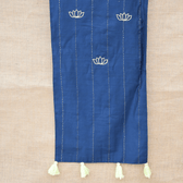 Blue Silk lotus pool embroidery festive table runner - Kritikala