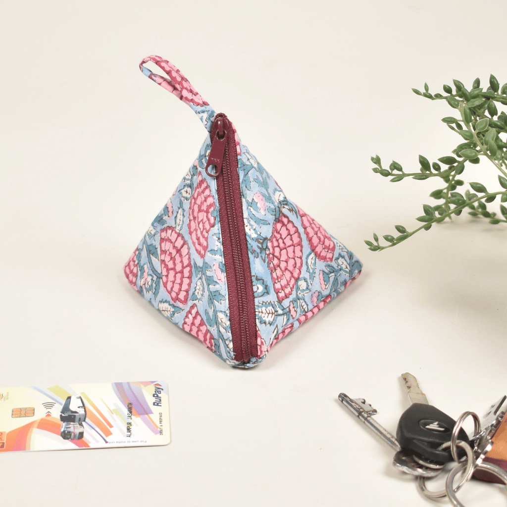 Pink Kalamkari Small Coin Purse