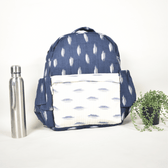 Blue & White Ikat backpack laptop bag - front