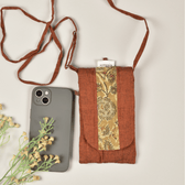 Cell phone pouch in brown cotton