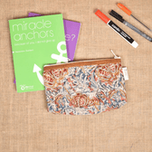 Cream kalamkari cotton quilted pouch