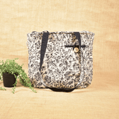 Black kalamkari quilted flat bag - Front