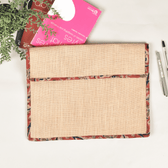 Jute slip folder with Red kalamkari borders - front