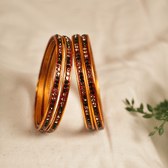 Gold & Green -Tone Single Line Lac Bangles Set of 4