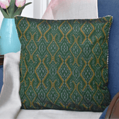 Green silk ikat cushion cover - front
