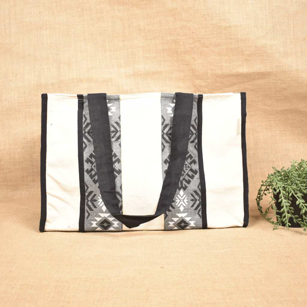 Tribal-Print Canvas Handbag - Front
