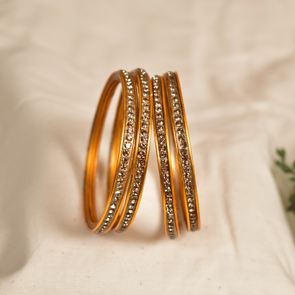 Gold-Tone Single Line Lac Bangles Set of 4
