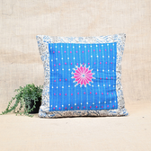 Blue Kalamkari Embroidered Cushion Cover