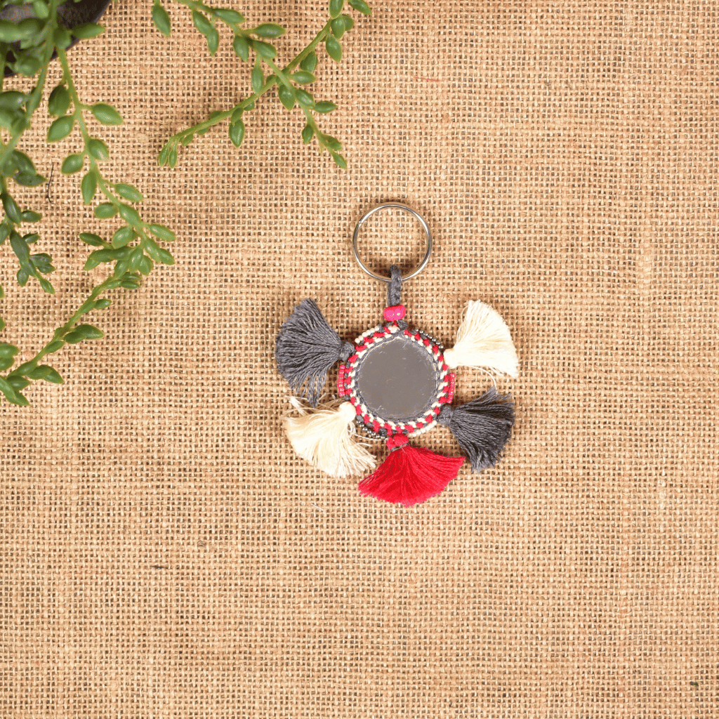 Handmade Lambadi Key Chain with Dark Colorful Tassels