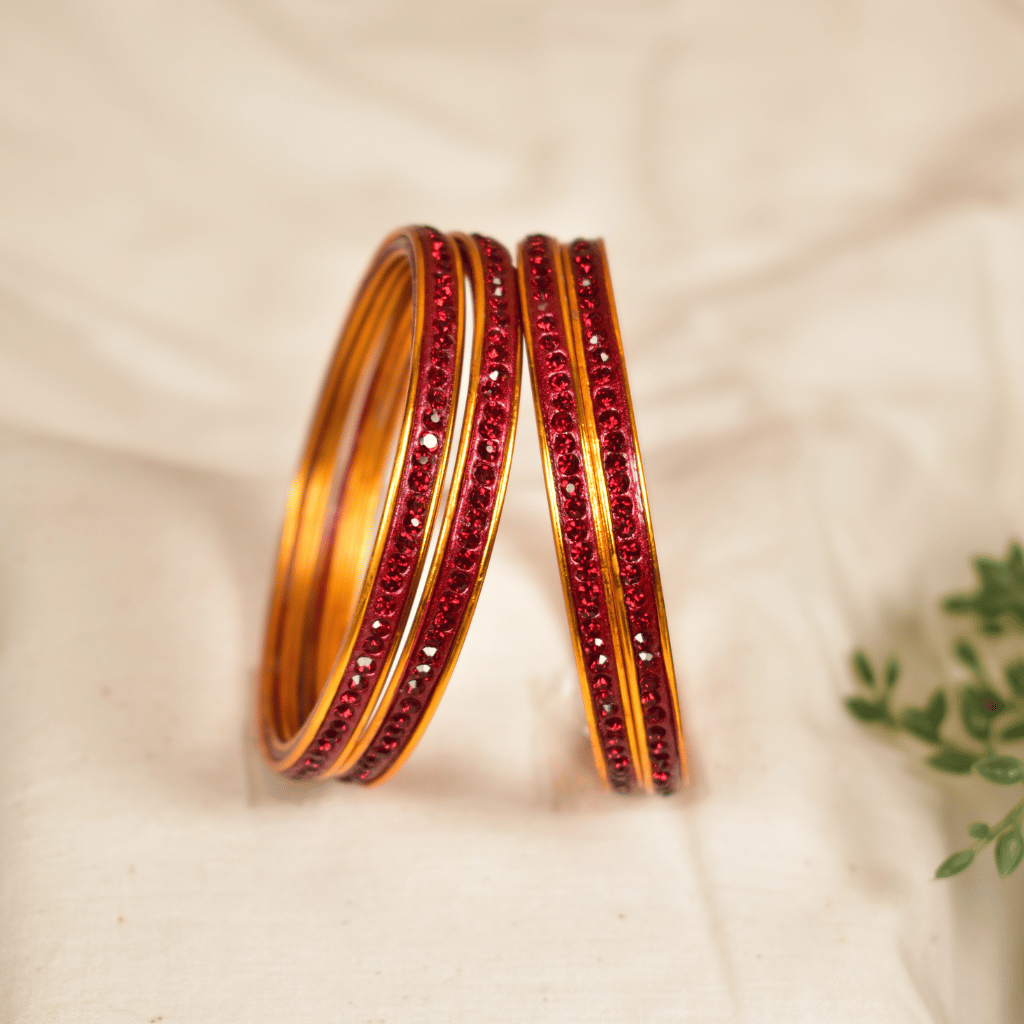 Maroon-Tone Single Line Lac Bangles Set of 4