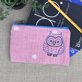 Light pink hand embroidered pouch - front