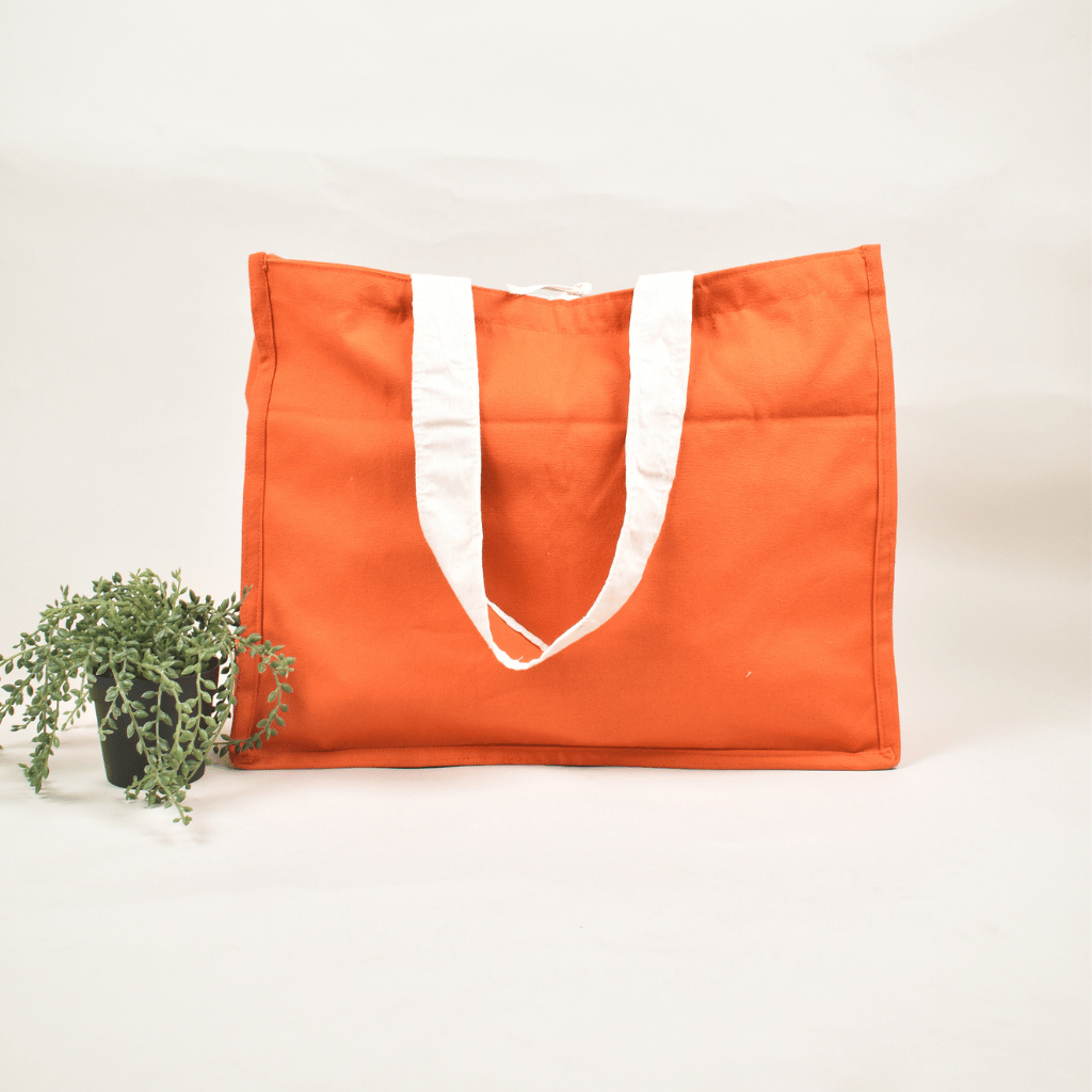 Orange canvas shopping bag - front