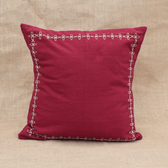 Maroon Embroidered Mangalagiri Cotton Cushion Cover - front