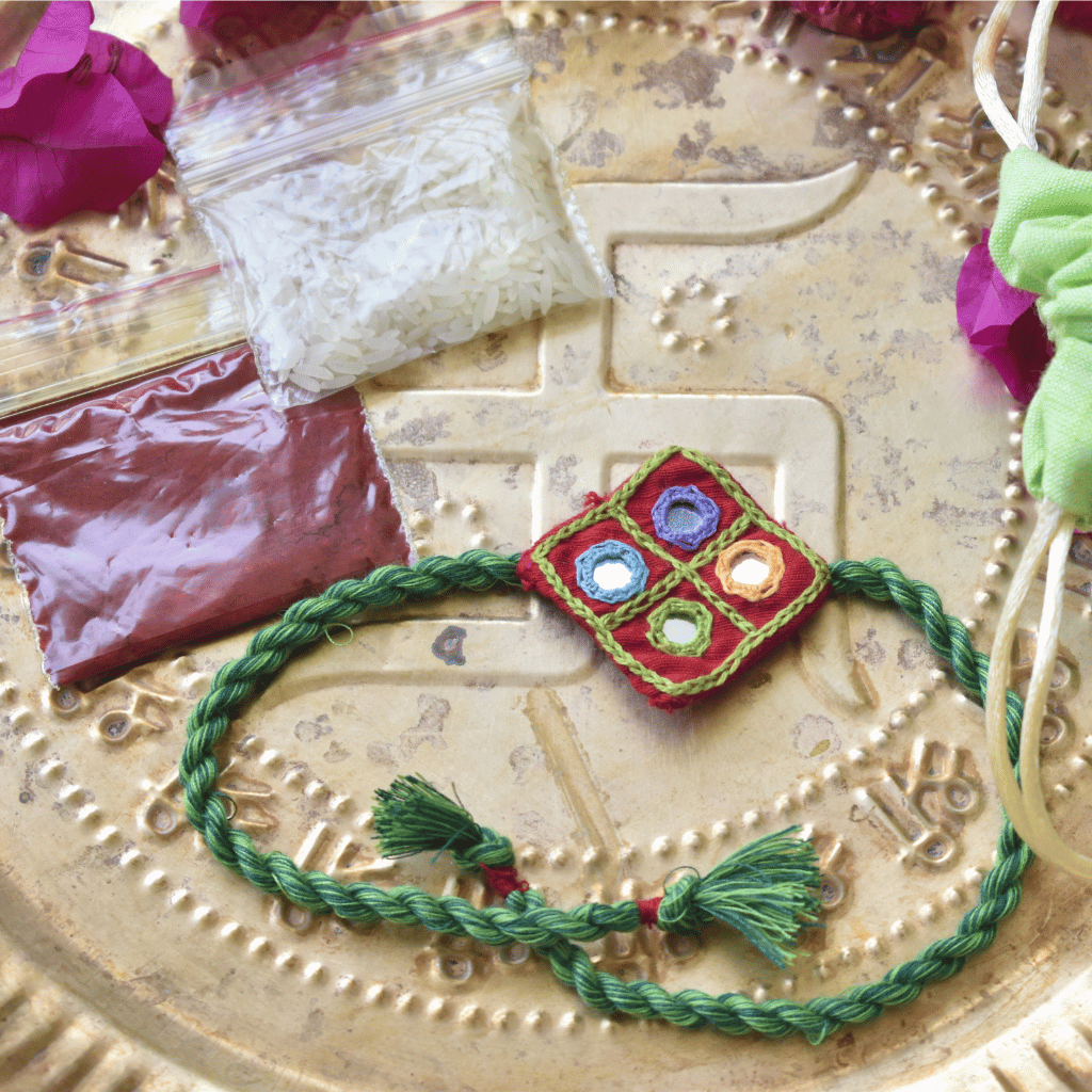 Red Embroidery Handloom Rakhi