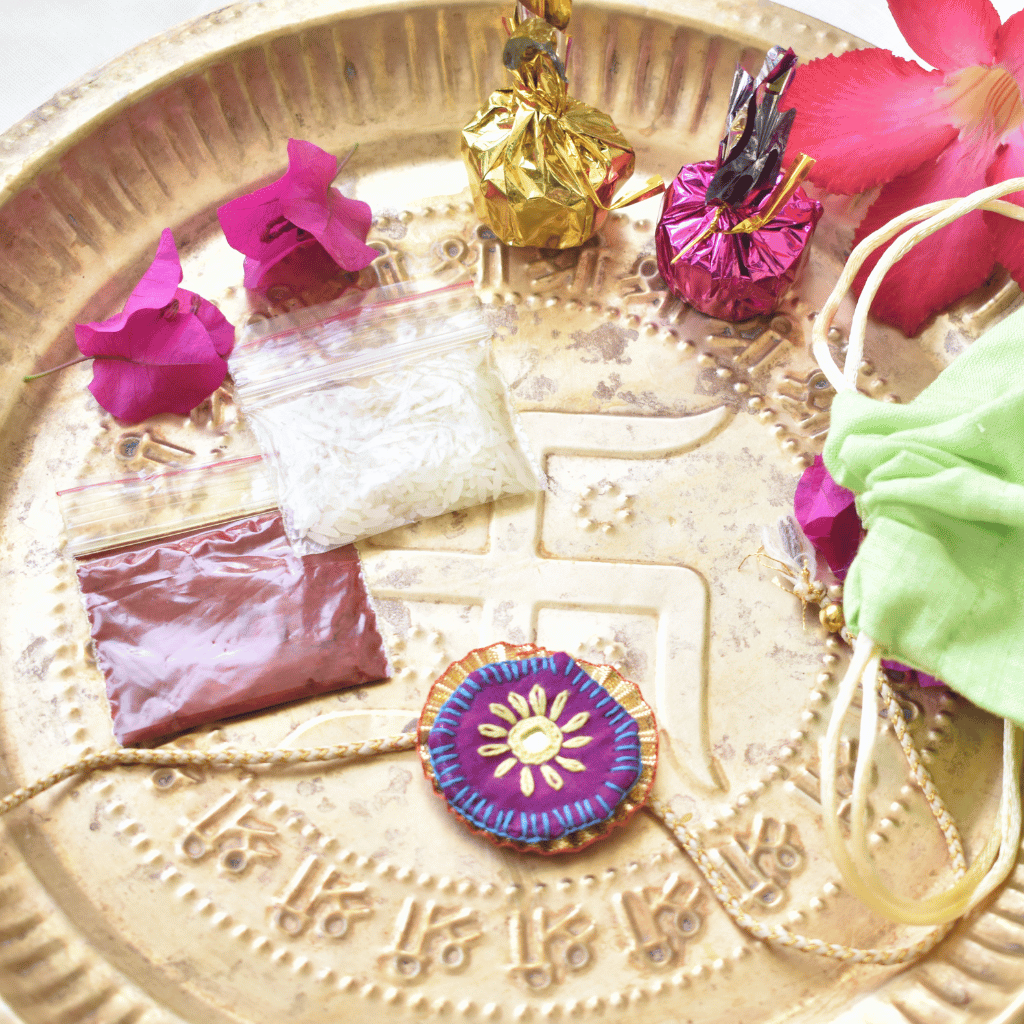 Purple Round Embroidery Handloom Rakhi