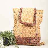 Yellow Kalamkari Backpack - front